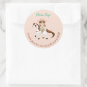 リトル女性のカーボーイオンホースガールズ誕生日 ラウンドシール (バッグ)