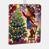 リトル女性のカーボーイオン飾チェアのクリスマスツリー セラミックオーナメント (右)