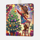 リトル女性のカーボーイオン飾チェアのクリスマスツリー セラミックオーナメント (左)