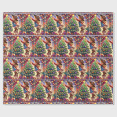 リトル女性のカーボーイオン飾チェアのクリスマスツリー ラッピングペーパー (フラット)