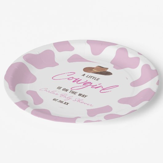 リトル女性のカーボーイカウガールロデオウエスタンベビーシャワー ペーパープレート (アングル)