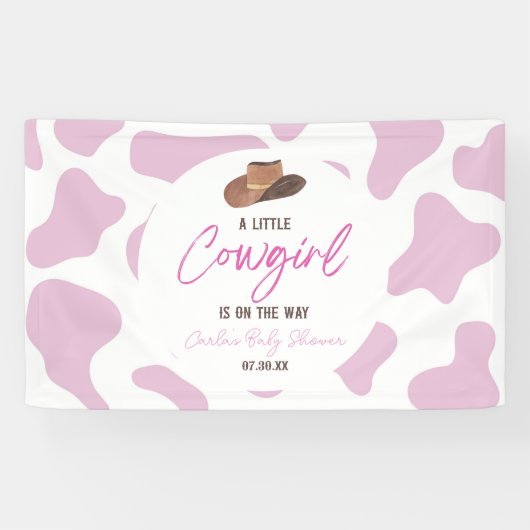 リトル女性のカーボーイカウガールロデオウエスタンベビーシャワー 横断幕 (横)