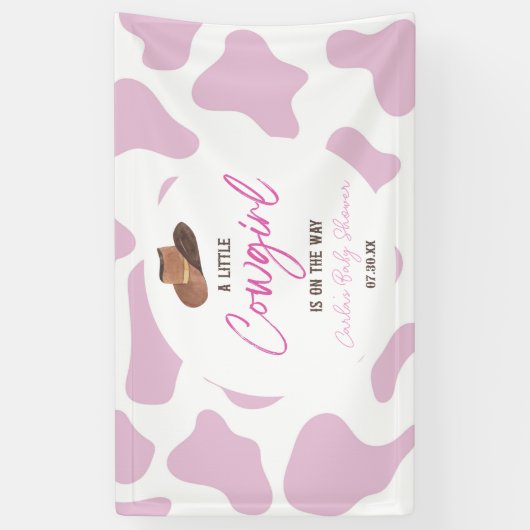 リトル女性のカーボーイカウガールロデオウエスタンベビーシャワー 横断幕 (縦)