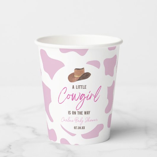 リトル女性のカーボーイカウガールロデオウエスタンベビーシャワー 紙コップ (裏面)