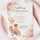 リトル女性のカーボーイサドルアップ誕生日招待状 案内状