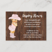 リトル女性のカーボーイディスプレイなしラッピング赤ちゃんシャワー エンクロージャーカード (正面)