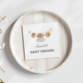 リトル女性のカーボーイハットブーツドレスベビーシャワー スタンダードカクテルナプキン