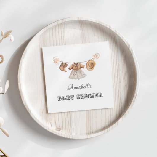 リトル女性のカーボーイハットブーツドレスベビーシャワー スタンダードカクテルナプキン