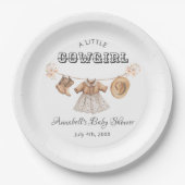 リトル女性のカーボーイハットブーツドレスベビーシャワー ペーパープレート (正面)