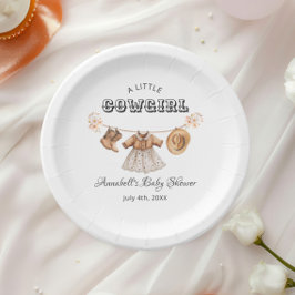 リトル女性のカーボーイハットブーツドレスベビーシャワー ペーパープレート