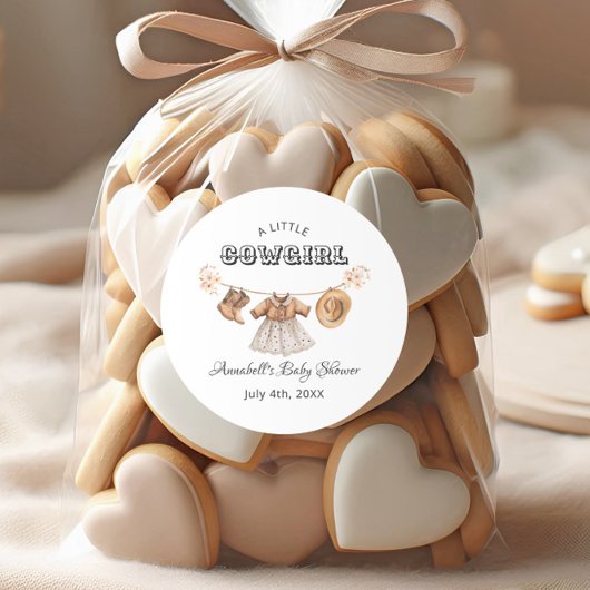 リトル女性のカーボーイハットブーツドレスベビーシャワー ラウンドシール
