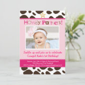 リトル女性のカーボーイパーティの招待状 招待状 (スタンド正面)