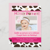 リトル女性のカーボーイパーティの招待状 招待状 (正面/裏面)