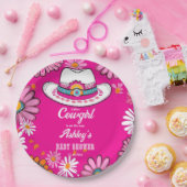 リトル女性のカーボーイピンクのレトロなデイジーハビーブシャワー ペーパープレート (パーティー)