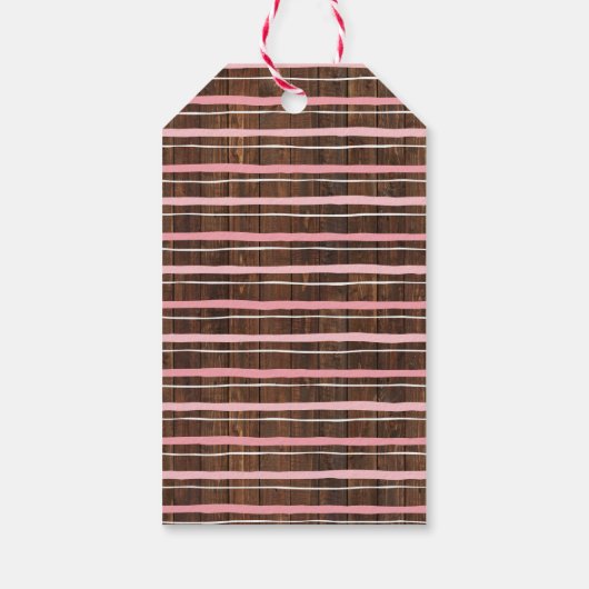 リトル女性のカーボーイピンクベビーシャワーフェイクウッド好み ギフトタグ (裏面)