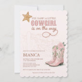 リトル女性のカーボーイピンクベビーシャワー招待状 招待状 (正面)