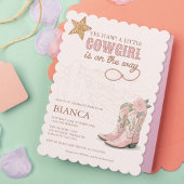リトル女性のカーボーイピンクベビーシャワー招待状 招待状