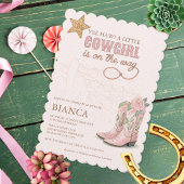 リトル女性のカーボーイピンクベビーシャワー招待状 招待状