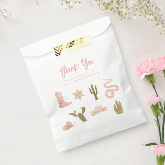 リトル女性のカーボーイピンクベビーシャワー フェイバーバッグ (封をした状態)