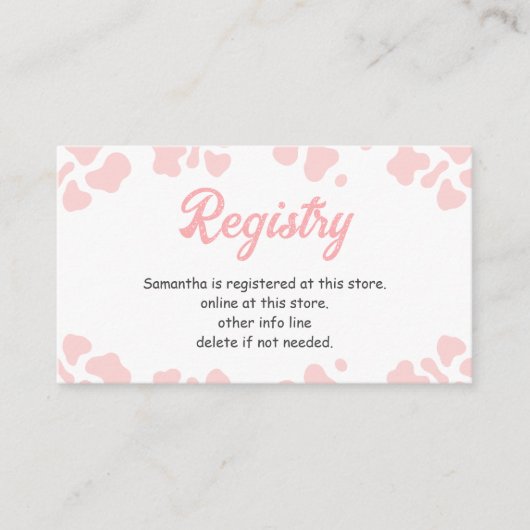 リトル女性のカーボーイピンクロデオストアレジストリ エンクロージャーカード (正面)