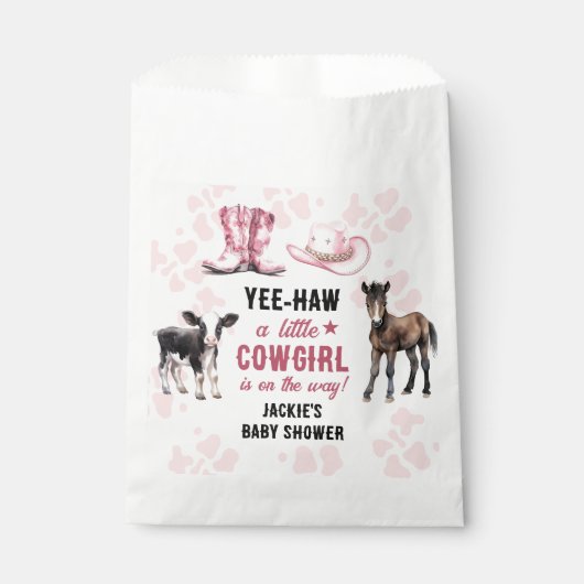リトル女性のカーボーイピンクロデオベビーシャワー フェイバーバッグ (正面)