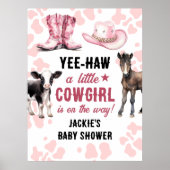 リトル女性のカーボーイピンクロデオベビーシャワー ポスター (正面)