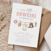 リトル女性のカーボーイピンク1歳の誕生日 招待状