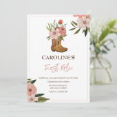 リトル女性のカーボーイファースト・ロデオ1歳の誕生日 招待状 (スタンド正面)