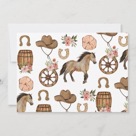 リトル女性のカーボーイファーストRodeo 1stバースデーフォト 招待状 (裏面)