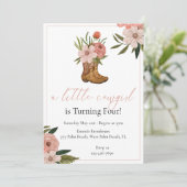 リトル女性のカーボーイフローラ誕生日招待状 招待状 (スタンド正面)