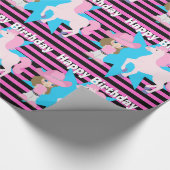 リトル女性のカーボーイブラウンヘアウマハッピーアザ ラッピングペーパー (角)