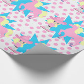 リトル女性のカーボーイブロンドとピンクホース任意のオカッシ ラッピングペーパー (角)