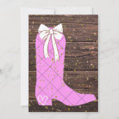 リトル女性のカーボーイブーティブラウンウッドベビーシャワーの招待客 招待状 (裏面)