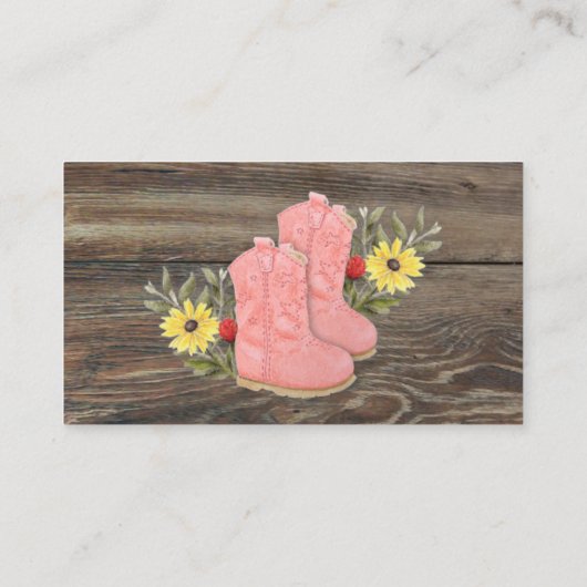 リトル女性のカーボーイブーティベビーシャワーおむつラッフルエン エンクロージャーカード (裏面)