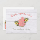 リトル女性のカーボーイブーティホワイトウッドサンキューカード サンキューカード (正面/裏面)