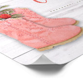 リトル女性のカーボーイブーティホワイトウッドシャワーゲームサイン ポスター (角)