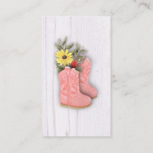 リトル女性のカーボーイブーティ赤ちゃんシャワーブックリクエスト エンクロージャーカード (裏面)