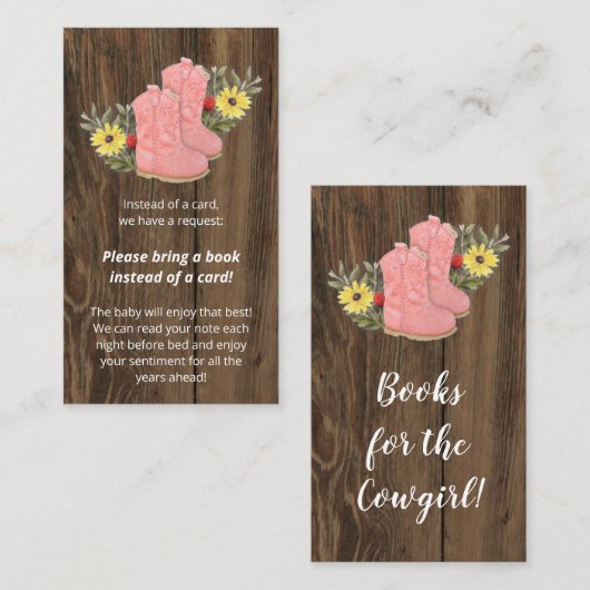 リトル女性のカーボーイブーティ赤ちゃんシャワー予約リクエストEnc エンクロージャーカード (正面/裏面)