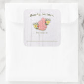 リトル女性のカーボーイブーティ赤ちゃんシャワー名タグホワイト スクエアシール (バッグ)