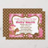 リトル女性のカーボーイベビーシャワー招待状 招待状 (正面/裏面)