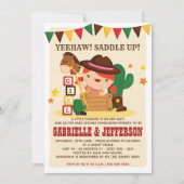 リトル女性のカーボーイベビーシャワー招待状 招待状 (正面)