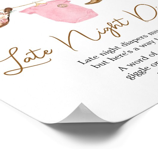 リトル女性のカーボーイベビーシャワー深夜おむつ ポスター (角)