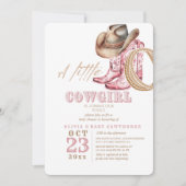 リトル女性のカーボーイロデオベビーガールシャワー 招待状 (正面)