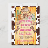 リトル女性のカーボーイロデオ馬の西ベビーシャワー 招待状 (正面)