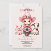 リトル女性のカーボーイワイルドウエストボホベビーガールシャワー 招待状 (正面)