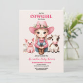 リトル女性のカーボーイワイルドウエストボホベビーガールシャワー 招待状 (スタンド正面)