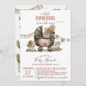 リトル女性のカーボーイワイルドウエストボホベビーガールシャワー 招待状 (正面/裏面)