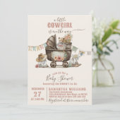 リトル女性のカーボーイワイルドウエストボホベビーガールシャワー 招待状 (スタンド正面)