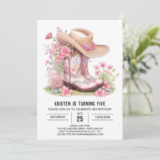 リトル女性のカーボーイ及びサクティ誕生日 招待状 (スタンド正面)