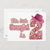 リトル女性のカーボーイ第2誕生日 ポストカード (正面/裏面)